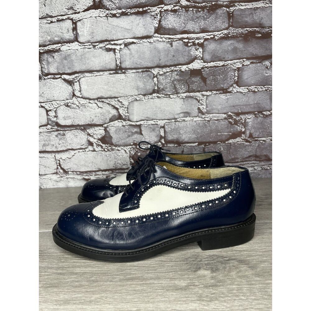 CW Clifford Wills Blue White VTG Wingtip Lace Oxfords Shoes Women’s 38EU/7.5M US